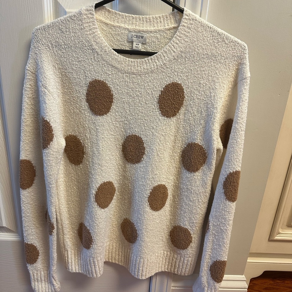 J. Crew Women's Polka Dot Sweater - Cream and Brown